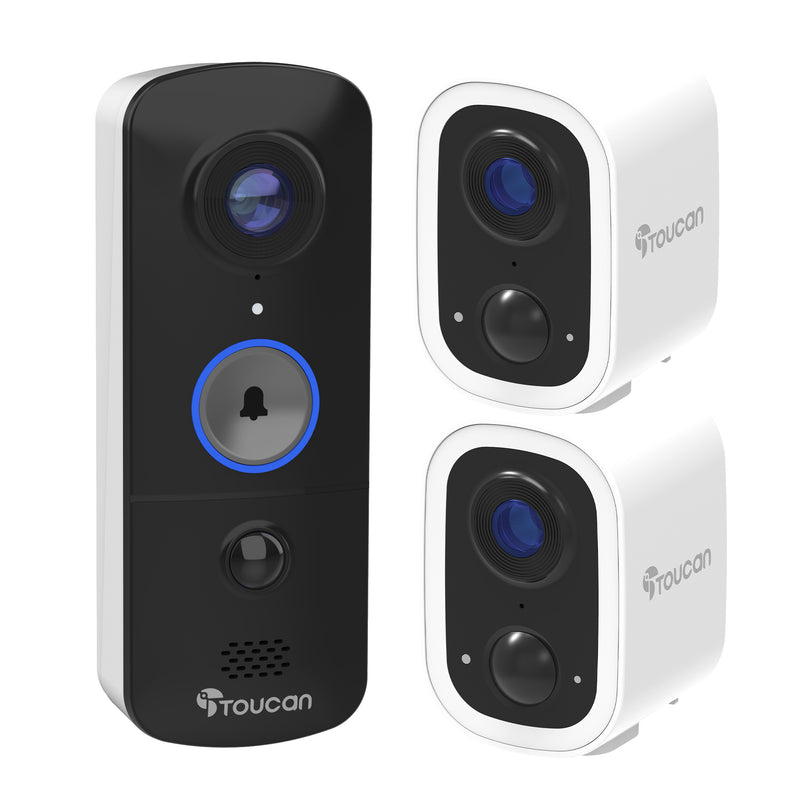 Toucan Guardian Essential Wireless Security Camera S4 2-Pack and Wireless Video Doorbell V3 Bundle