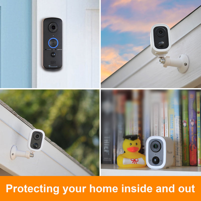 Toucan Guardian Plus Wireless Security Camera S4 3-Pack and Wireless Video Doorbell V3 Bundle