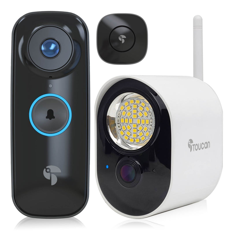 Toucan Wireless Video Doorbell PRO & Toucan Floodlight Security Camera Bundle