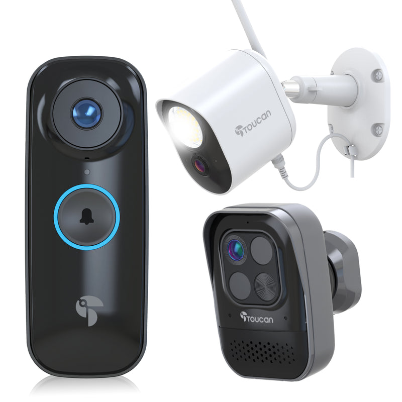 Toucan Wireless Video Doorbell PRO & Toucan Wireless Security Camera PRO & Toucan Floodlight Security Camera Bundle